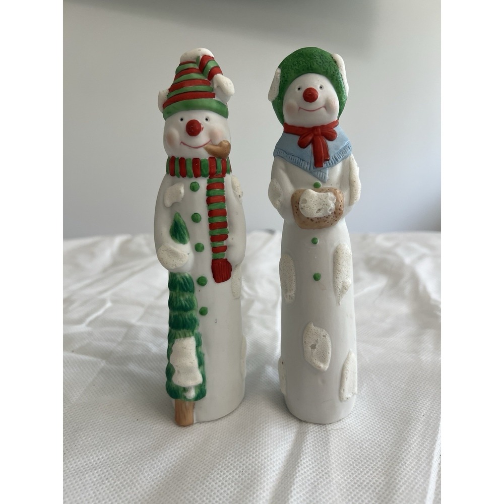 Vintage Enesco Snowman Figurines Set Christmas Holiday Shelf Decor 1990s